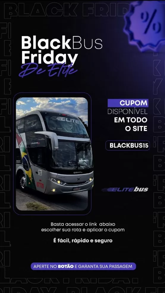 Na Elite TransBrasil, comprando sua passagem pelo APP, você ganha na hora 15% de desconto e ainda concorre a vários prêmios em dinheiro pela CDL