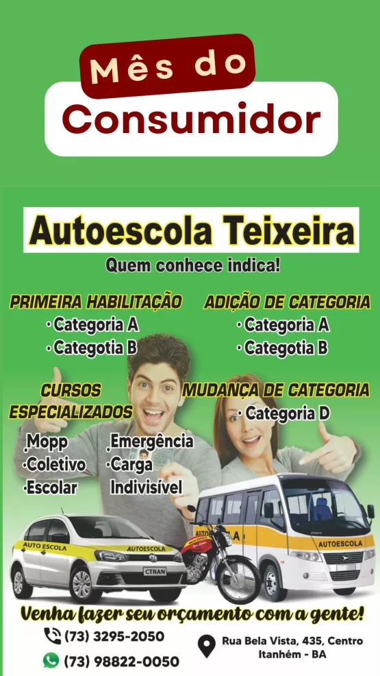 Equipe da Auto Escola Teixeira estará na Praça da Rodoviária neste sábado (18) fazendo orçamento para tirar habilitação