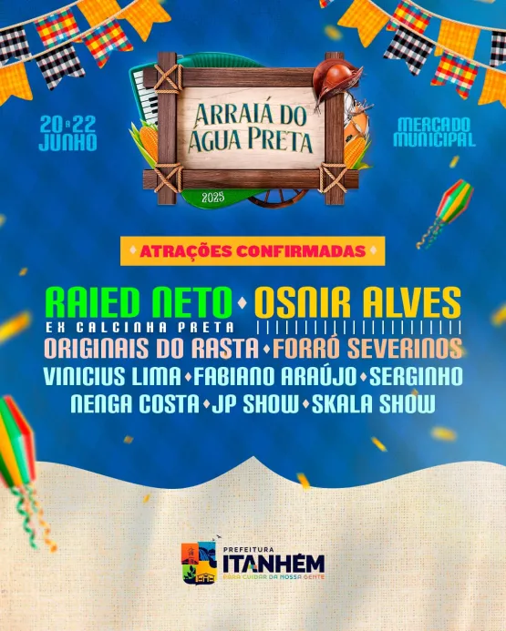 Prefeito Bemtivi anuncia: Toque 10 e Iguinho & Lulinha estão entre as atrações do aniversário de Itanhém; Raied Neto e Osnir Alves comandam o São João