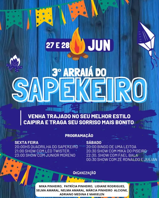 Arraiá do Sapekeiro promete agitar Ibirajá neste final de semana com shows, quadrilha e bingo gratuito