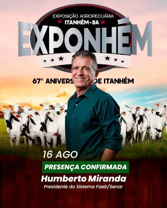 Presidente Do Sistema Faeb/Senar, Humberto Miranda, Confirma Presença Na Exponhém 2025 Neste Sábado