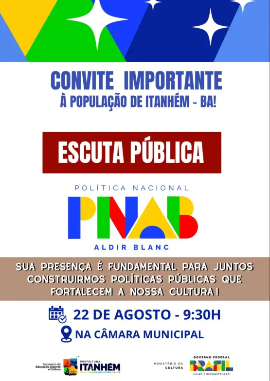 Comunidade de Itanhém É Convidada Para Escuta Pública Sobre a Política Nacional Aldir Blanc