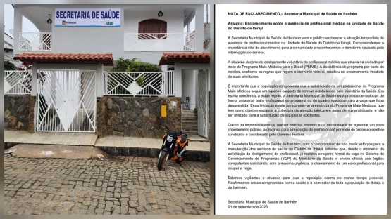 Secretaria De Saúde De Itanhém Emite Nota De Esclarecimento Sobre Ausência De Médico No Distrito De Ibirajá