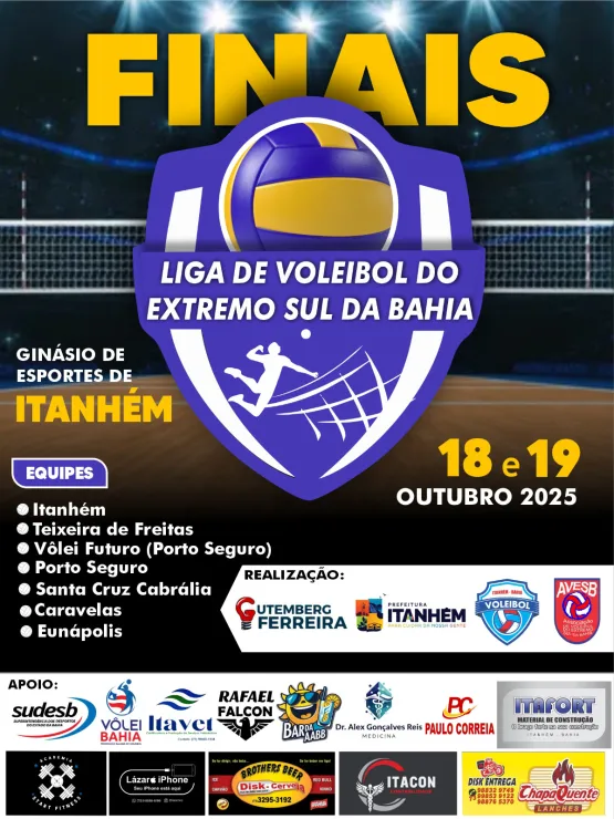Itanhém sedia a maior final da Liga de Voleibol com Teixeira, Porto Seguro, Eunápolis e os melhores do Extremo Sul da Bahia