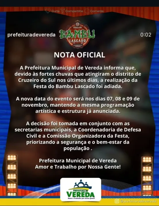 Festa do Bambu Lascado em Cruzeiro do Sul é Adiada por Causa das Fortes Chuvas