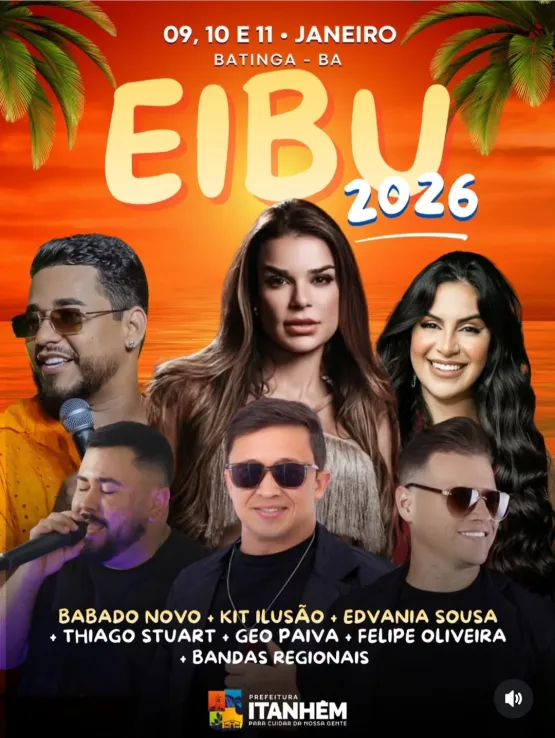 Tradicional Festa do EIBU 2026 vai movimentar o distrito de Batinga com grandes atrações musicais