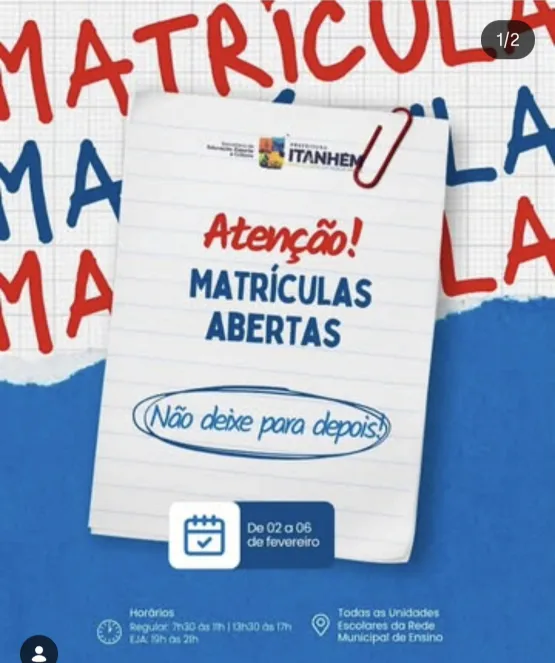 Matrículas Abertas: Prefeitura De Itanhém Inicia Campanha 2026 Na Rede Municipal De Ensino