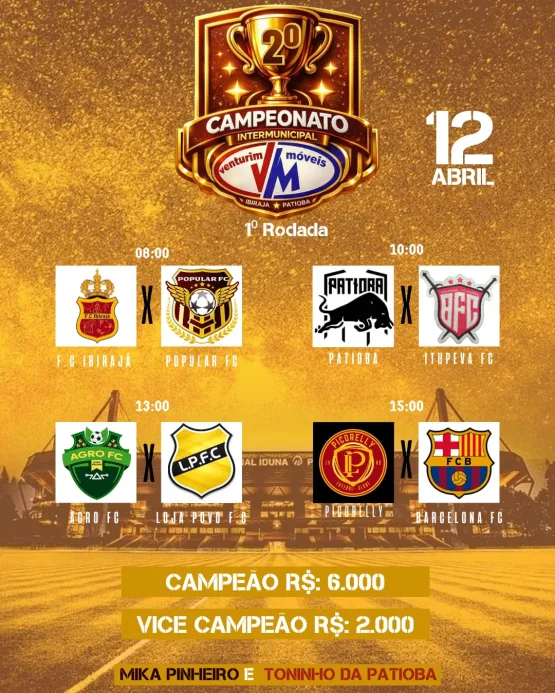 2º Campeonato Intermunicipal Venturim Móveis Começa Neste Domingo Em Ibirajá