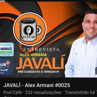 Em entrevista em podcast, pré-candidato a vereador Alex Armany (Javali) fala sobre doação de salário; veja vídeo