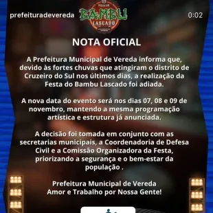 Festa do Bambu Lascado em Cruzeiro do Sul é Adiada por Causa das Fortes Chuvas