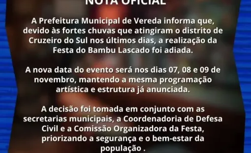 Festa do Bambu Lascado em Cruzeiro do Sul é Adiada por Causa das Fortes Chuvas