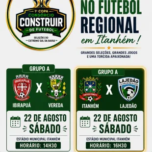 Itanhém enfrenta Lajedão neste sábado pela Copa Consórcio Construir de Futebol