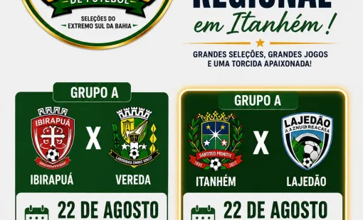 Itanhém enfrenta Lajedão neste sábado pela Copa Consórcio Construir de Futebol