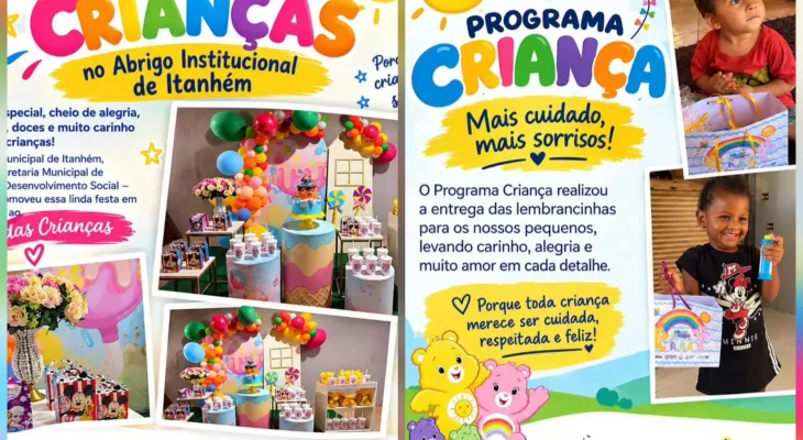 Prefeitura de Itanhém, através da SEMADES, realiza Dia das Crianças no Programa Criança Feliz e no Abrigo Institucional.