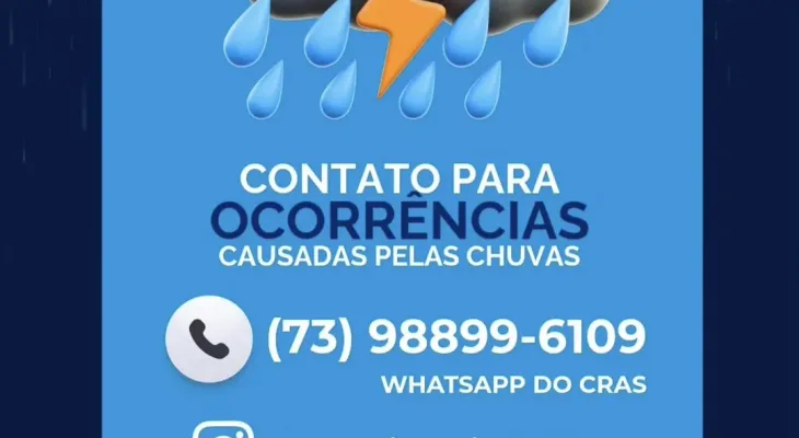 Prefeitura De Itanhém Mantém Equipes De Plantão Após Fortes Chuvas E Disponibiliza Contato Para Ocorrências (73) 98899-6109