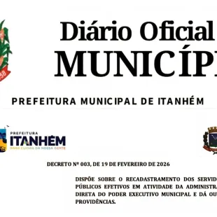 Prefeitura De Itanhém Publica Decreto Que Determina Recadastramento Dos Servidores Efetivos Em Atividade