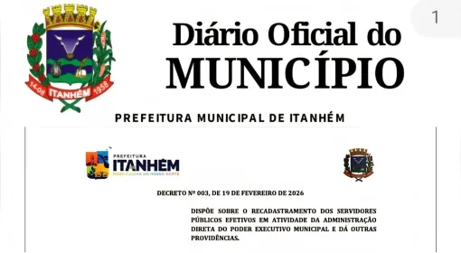 Prefeitura De Itanhém Publica Decreto Que Determina Recadastramento Dos Servidores Efetivos Em Atividade