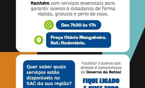 SAC Móvel Estará Em Itanhém De 11 A 16 De Setembro